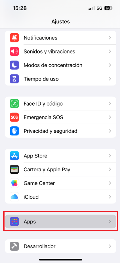 Apps a Configuració