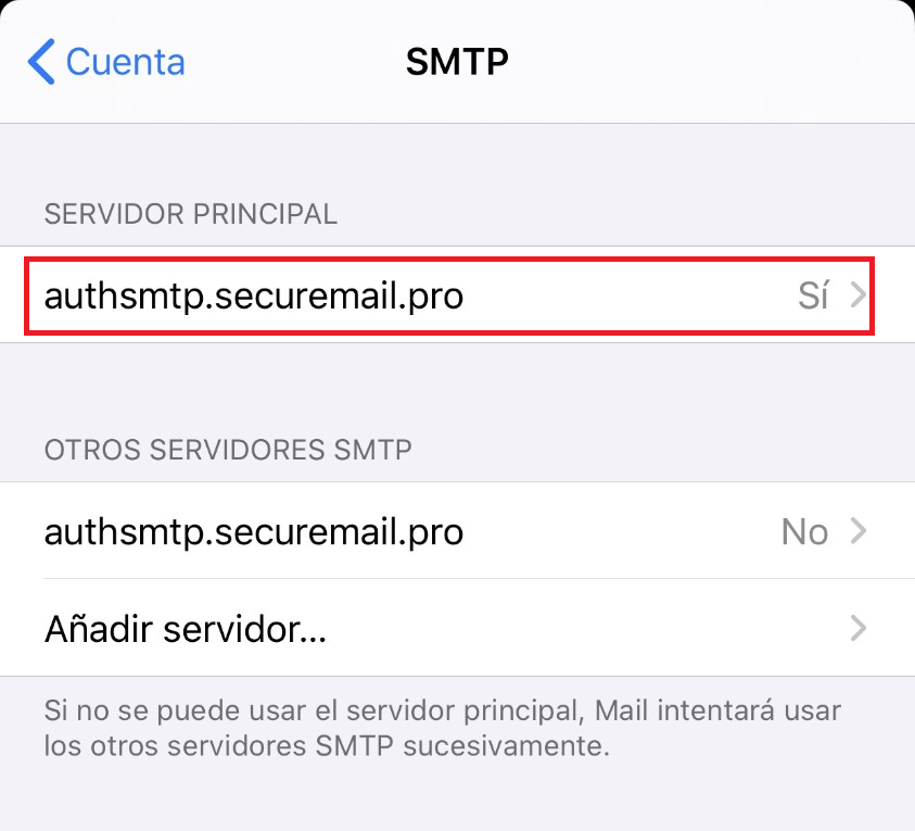 Servidor SMTP principal